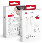 Forcell C336 andmeedastus- ja laadimiskaabel | USB-A kuni USB-C | QC 4.0, PD | 66W | 1m | valge