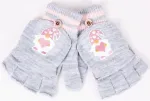 Kinnastega 5P "kapuutsiga" MITTENS R-127A GIRL grey (12)