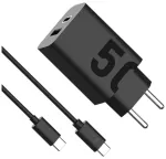 Motorola TurboPower travel charger | 50W | PD, QC | USB-C, USB-A | with USB-C to USB-C cable included | black
