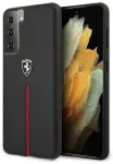 Ferrari Off Track Leather Nylon Stripe nahk&uuml;mbris telefonile Samsung Galaxy S21 must