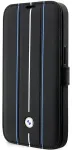 Etui BMW BMBKP14L22RVSK iPhone 14 Pro 6,1" raamat-t&uuml;&uuml;pi must Leather Stamp Blue Lines