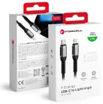 Forcell F-Energy C259 andmeedastus- ja laadimiskaabel | USB-C kuni Lightning | PD | 27W | 0.5m | must