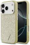 Guess Glitter Triangle Logo telefoni&uuml;mbris MagSafe toega iPhone 17 Pro jaoks, kuldne