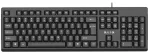 Aula AK205 Ergonoomiline vaiksete klahvidega klaviatuur 104 nupuga EN / RUS paigutus 1.5m USB Juhe Must