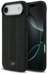 Mercedes Leather Laurel Leaves Stripes telefoni&uuml;mbris MagSafe toega, mudelile iPhone 17 Air, must