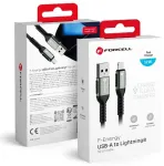 Forcell F-Energy C257 andmeedastus- ja laadimiskaabel | USB-A kuni Lightning | 12W | 0.5m | must