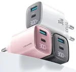 USAMS CC229 v&otilde;rgulaadija | 30W | GaN | USB-C, USB-A | valge