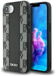 Case DKNY Leather Checkered Mono Pattern MagSafe for iPhone 16e black