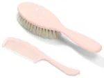 Looduslike harjastega beebi juuksehari NATURAL SUPER SOFT + kamm 568/04 roosa