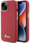 Guess GUHCP15SSMBSLM Script Metal Logo & Frame telefoni&uuml;mbris iPhone 15 roosa