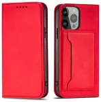 Magnet Card raamatut&uuml;&uuml;pi telefoni &uuml;mbris alusega iPhone 14 Pro Max punane