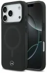 Etui Mercedes Plain Smooth Leather telefoni&uuml;mbris MagSafe toega, mudelile iPhone 17 Pro, must