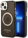 Guess GUHMP14SHTCMK iPhone 14 | 15 | 13 6.1" czarny|black hard case Gold Outline Translucent MagSafe