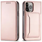 Magnet Card Case raamatut&uuml;&uuml;pi telefoni &uuml;mbris alusega iPhone 14 Pro Max roosa
