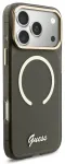 Guess IML Glitter Script Strap telefoni &uuml;mbris MagSafe toega iPhone 17 Pro Max must