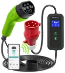 Qoltec Mobiilne EV laadija reguleeritava 2in1 Type2-ga | 11kW | CEE 32A | Wi-Fi | LCD | 3 faasiline | Kaasaskantav | Wallbox | 5m