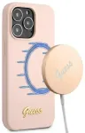 Guess GUHMP13LLSLMGLP iPhone 13 Pro | 13 6,1" heleroosa hardcase Silicone Script Gold Logo Magsafe