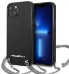 Karl Lagerfeld KLHCP13SPMK iPhone 13 mini 5,4" tagakaas must Leather Textured and Chain