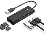 Orico PAPW3AT-U3 USB jaotur 4-portiline 3x USB-A 3.0 koos microSD/SD kaardilugejaga 1 m - must