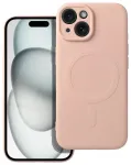Silicone Mag Cover telefoni &uuml;mbris MagSafe toega iPhone 15 roosa