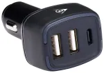 DUNLOP Auto ierīču lādētājs autolaadija | 18W | PD | USB-A, USB-C | must