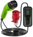 Qoltec Mobiilne EV laadija reguleeritava 2in1 Type2-ga | 11kW | 400V | CEE 32A | LCD | 3 faasiline | Kaasaskantav | Wallbox | 5m