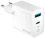 Forever TC-06 seinalaadija | 65W | GaN, PD, QC | USB-C, USB-A | valge
