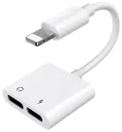 Joyroom S-Y104 audio-toiteadapter - Lightning (isane) kuni Lightning (emane) + 3.5 mm k&otilde;rvaklapipesa (emane) Valge