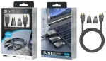 Techancy HDMI 3in1 videokaabel 1,5 m, must