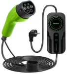 Qoltec Mobiilne laadija EV-le 2-in-1 Type2 reguleerimisega | 3.5kW | 230V | SCHUKO 16A | LCD | Kaasaskantav | Wallbox | 5m