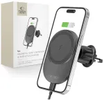 Tech-Protect MM15W-V1 autotelefoni hoidik koos MagSafe 15W induktiivlaadijaga &otilde;hutusava jaoks - must