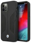 BMW BMHCP12MRSCSK iPhone 12 / 12 Pro 6,1" mustad perforeeritud k&uuml;lgedega nahast k&otilde;vakestaga &uuml;mbris