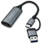 Qoltec videoesituse kaart | Adapter USB-C USB-A | HDMI | 4K 30Hz | Alumiinium