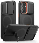 Tech-Protect Kevlar Aura telefoni &uuml;mbris alusega ja MagSafe toega Samsung Galaxy A57 (A576) must oranž (kaamera kaitsega)