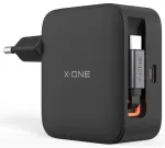 Reisilaadija X-ONE ChargeGo GaN 65W sisset&otilde;mmatava kaabli ja USB C pordiga - must