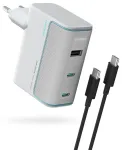 Cuktech AD1003EU reisilaadija | 100W | GaN | USB-C, USB-A | USB-C kuni USB-C kaabliga komplektis | valge