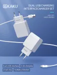 iKaku KSC-371 komplekt 2in1 nutikas kahe USB-pordiga 2.4A seinalaadija + USB-Lightning kaabel 1m