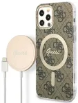 Guess GUBPP12MH4EACSW &uuml;mbris + laadija iPhone 12 | 12 Pro jaoks, pruun | k&otilde;va &uuml;mbris 4G Print MagSafe
