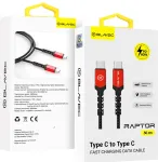 Blavec Raptor CRA-CC3BR05 andmeedastus- ja laadimiskaabel | USB-C kuni USB-C | PD | 60W | 0.5m | must, punane