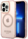 Guess GUHMP14XHTCMP iPhone 14 Pro Max 6,7" r&oacute;żowy|pink hard case Gold Outline Translucent MagSafe