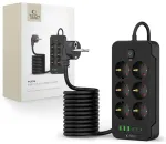 TECH-PROTECT PC6X6 POWER STRIP 3 USB & 3 TYPE-C & 6 SOCKET 200CM BLACK