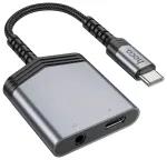 Adapter AUX 2w1 USB C to USB C / Jack 3,5 mm Hoco 27W LS39 metallhall
