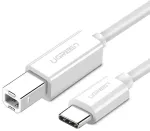 USB 2.0 C-B UGREEN US241 koos 1,5 m printerikaabliga (valge)