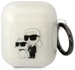 Karl Lagerfeld 3D Logo NFT Karl and Choupette TPU Glitter &uuml;mbris Airpods 1|2 valge