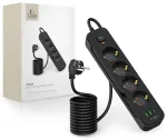 TECH-PROTECT PCL4X3 POWER STRIP LONG 2 USB & 1 TYPE-C & 4 SOCKET 200CM BLACK