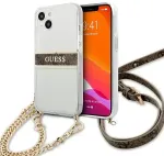 Guess GUHCP13SKC4GBGO iPhone 13 mini 5,4" l&auml;bipaistev k&otilde;va &uuml;mbris 4G Brown Strap Gold Chain