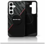 Etui AMG Double Layer Rhombs MagSafe do  Samsung Galaxy S25 czarno-czerwony