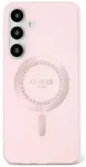 Etui Guess Rhinestones Printed Classic  Logo MagSafe Samsung Galaxy S25 r&oacute;żowy