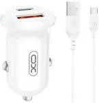 XO CC69 autolaadija | 30W | PD, QC | USB-A, USB-C | USB-A kuni USB-C kaabliga komplektis | valge