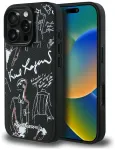 Karl Lagerfeld Grained Pattern & Logo telefoni &uuml;mbris MagSafe toega iPhone 16 Pro Max must